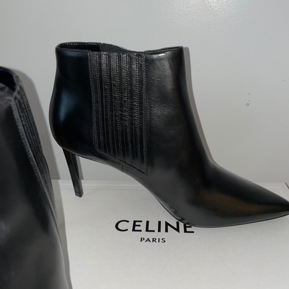 Celine Sharp Leather Bootie Women's Black 38.5/8.5 - Picture 7 of 8